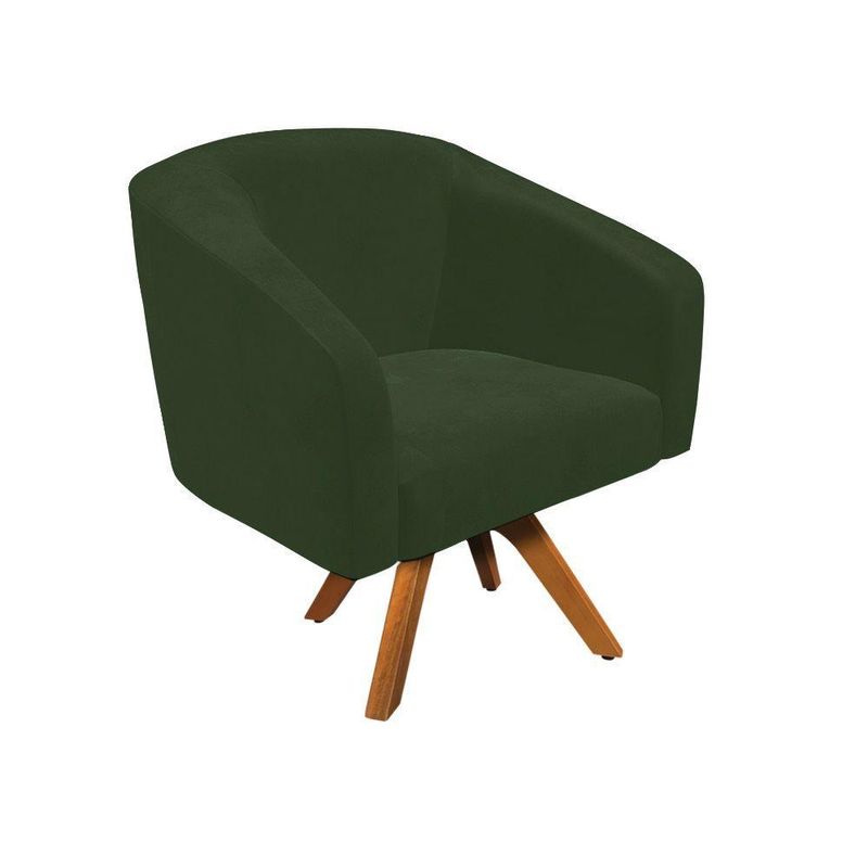 Kit 2 Poltronas Decorativas Stella Giratória Couro Sintético Verde D'Rossi