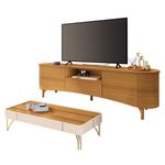 Rack Bancada Elara Cinamomo Com Mesa De Centro Cadenza Off White Cinamomo - Hb Móveis