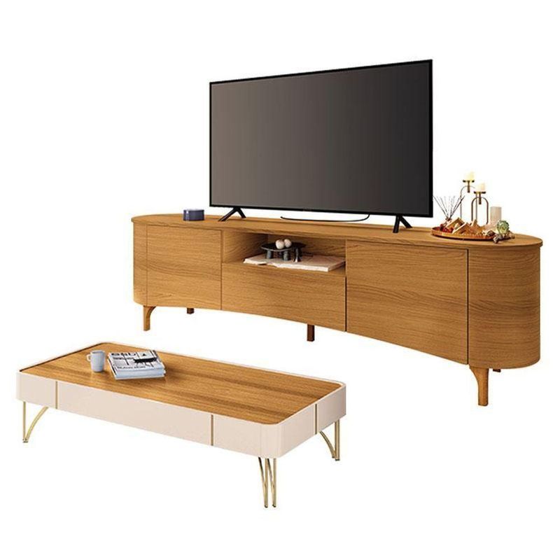 Rack Bancada Elara Cinamomo Com Mesa De Centro Cadenza Off White Cinamomo - Hb Móveis