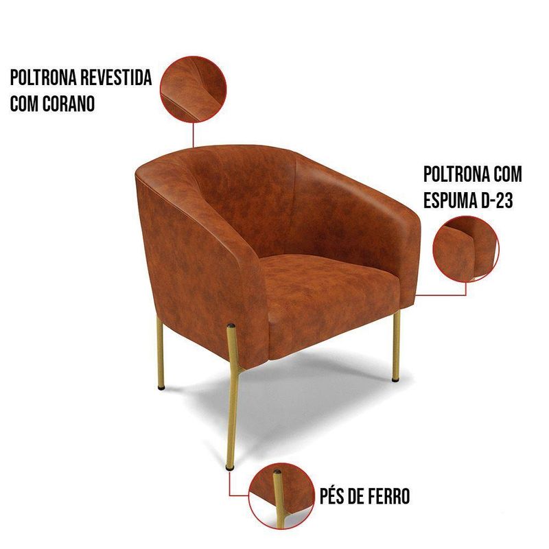 Kit 2 Poltronas Decorativas Stella D03 Sintético Pu Verde D'Rossi