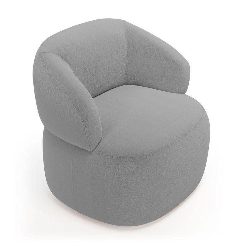 Kit 2 Poltronas Orgânicas Giratórias Glee Living Bouclê Cinza Abmaza