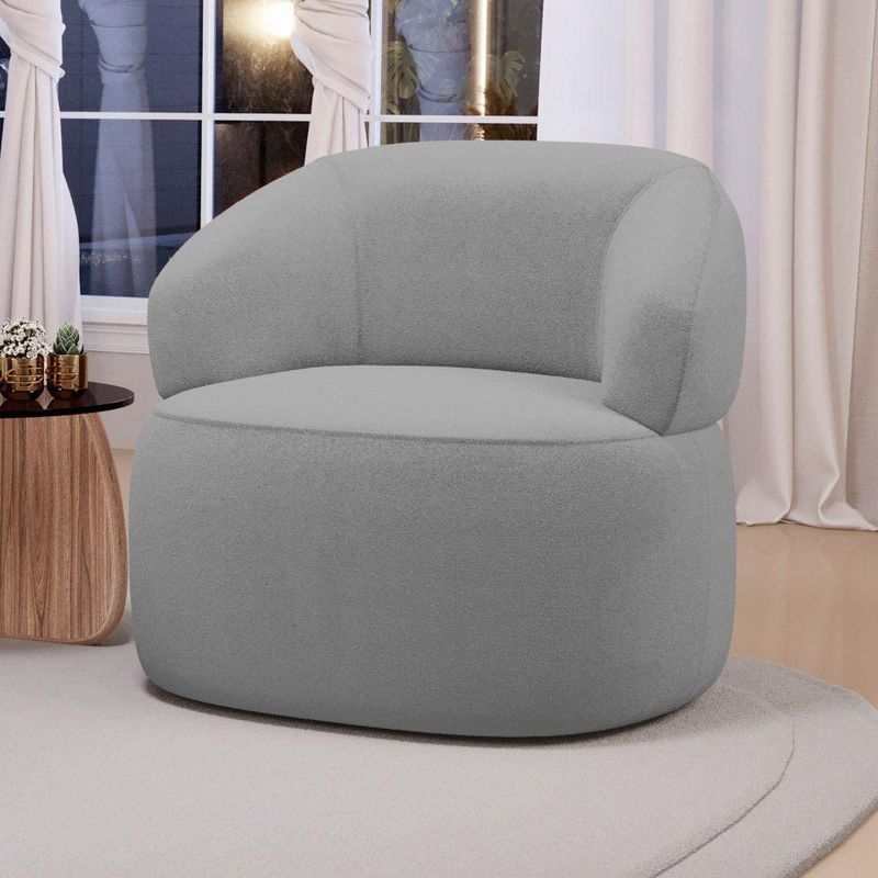 Kit 2 Poltronas Orgânicas Giratórias Glee Living Bouclê Cinza Abmaza