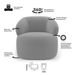 Kit 2 Poltronas Orgânicas Giratórias Glee Living Bouclê Cinza Abmaza