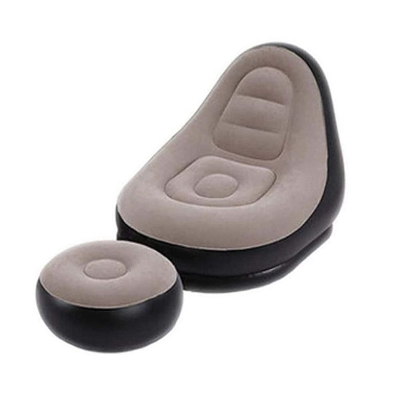 Poltrona Sofá Inflável Kit 2 Em 1 Ultra Lounge Com Puff Cinza Gmcas