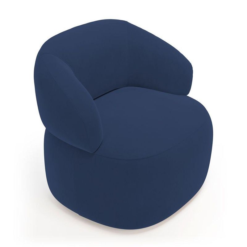 Kit Sofá Poltrona Giratória Living Glee Orgânico Veludo Azul Abmaza
