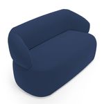 Kit Sofá Poltrona Giratória Living Glee Orgânico Veludo Azul Abmaza