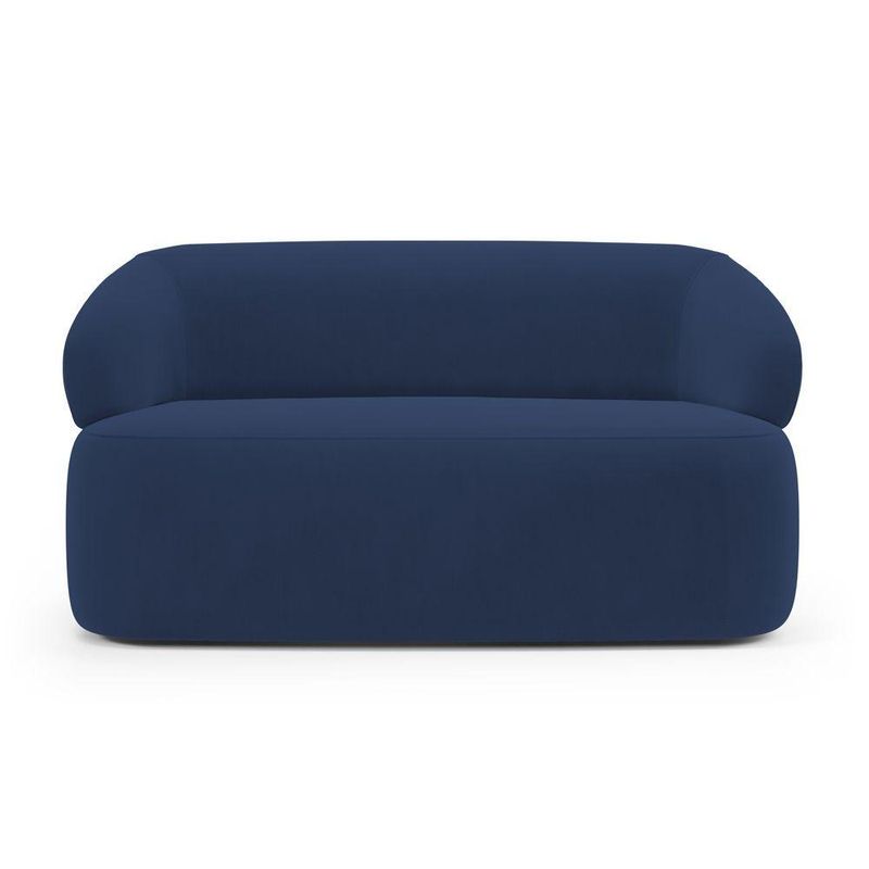Kit Sofá Poltrona Giratória Living Glee Orgânico Veludo Azul Abmaza