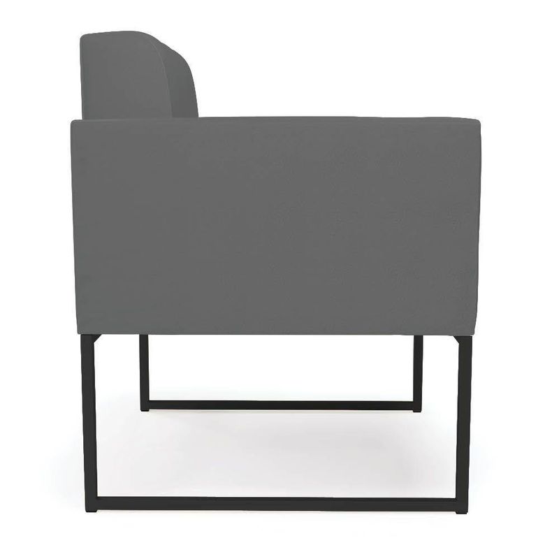 Kit 2 Poltronas Sala Decorativa Elisa Base Industrial Principal Sintético Grafite Preto D'Rossi