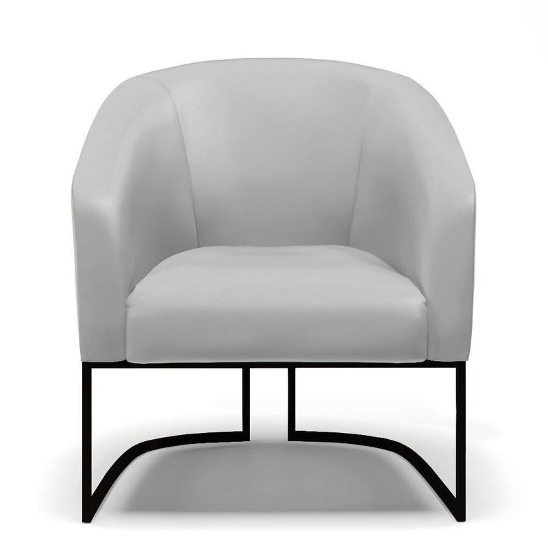 Kit 2 Poltronas Sala Decorativa Stella Sintético Cinza Base Industrial Preta D'Rossi