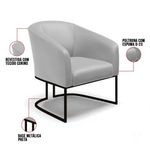 Kit 2 Poltronas Sala Decorativa Stella Sintético Cinza Base Industrial Preta D'Rossi