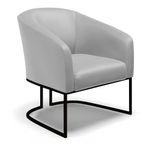 Kit 2 Poltronas Sala Decorativa Stella Sintético Cinza Base Industrial Preta D'Rossi