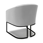 Kit 2 Poltronas Sala Decorativa Stella Sintético Cinza Base Industrial Preta D'Rossi