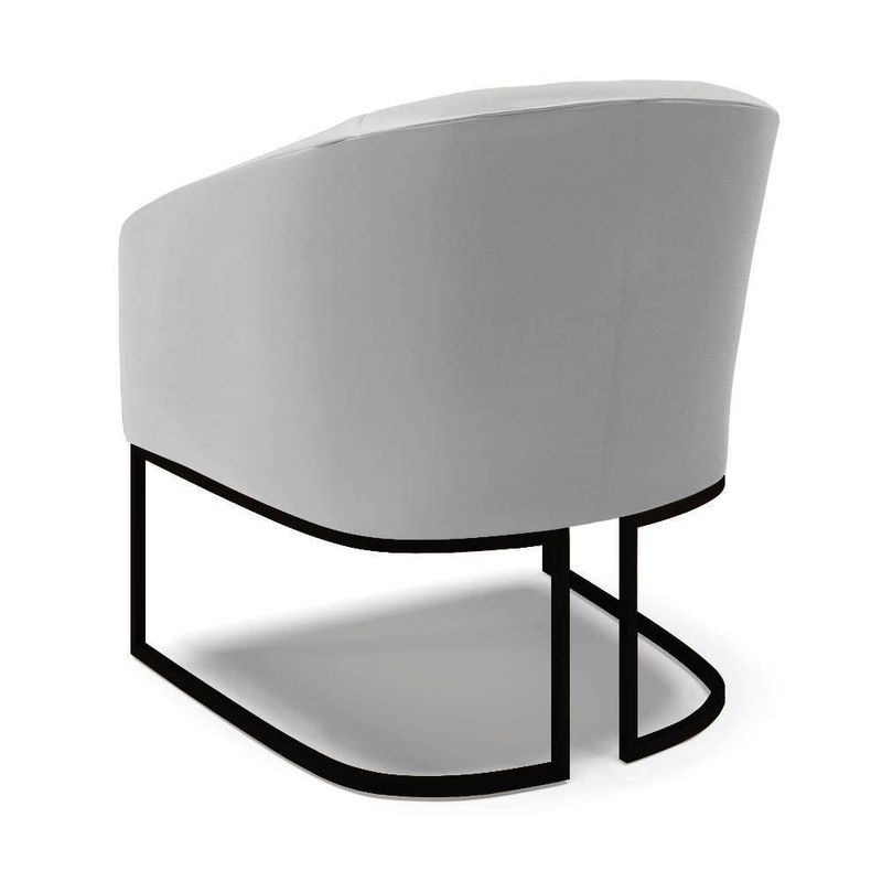 Kit 2 Poltronas Sala Decorativa Stella Sintético Cinza Base Industrial Preta D'Rossi