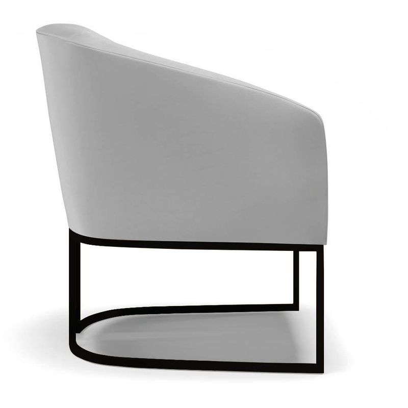 Kit 2 Poltronas Sala Decorativa Stella Sintético Cinza Base Industrial Preta D'Rossi