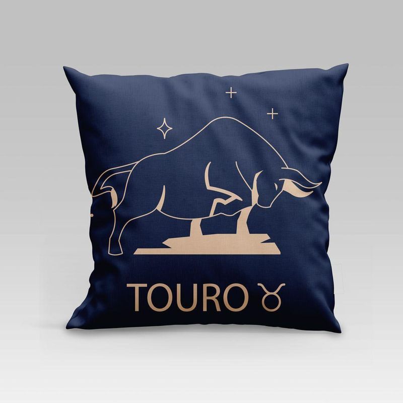 Capa De Almofada Estampada Signos Do Zodíaco Em Veludo Suede 45cm X 45cm - Decoração Astrologia Horóscopo Cor Touro