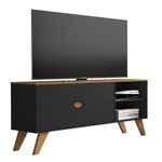 Rack Para Tv Até 55 Polegadas Homero Com Gavetas E Pés De Madeira Preto/cedro