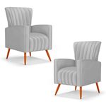 Kit 2 Poltronas Decorativas Melody Poltrona de Descanso Veludo Cinza Claro Abmaza