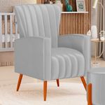 Kit 2 Poltronas Decorativas Melody Poltrona de Descanso Veludo Cinza Claro Abmaza