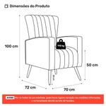 Kit 2 Poltronas Decorativas Melody Poltrona de Descanso Veludo Cinza Claro Abmaza