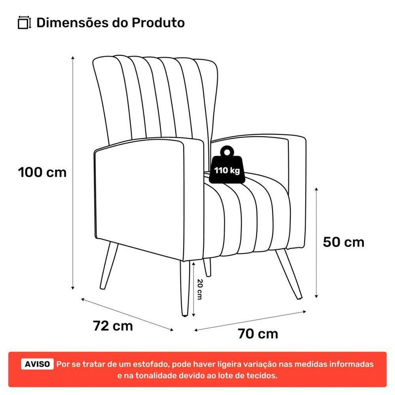 Kit 2 Poltronas Decorativas Melody Poltrona de Descanso Veludo Cinza Claro Abmaza