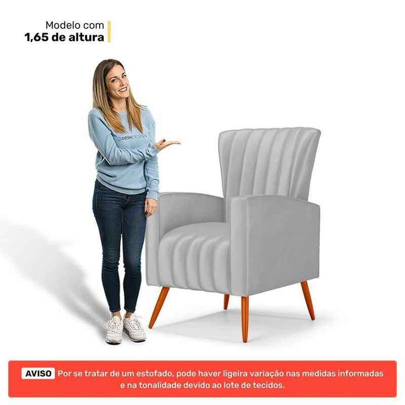 Kit 2 Poltronas Decorativas Melody Poltrona de Descanso Veludo Cinza Claro Abmaza