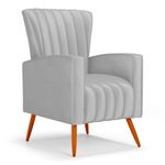 Kit 2 Poltronas Decorativas Melody Poltrona de Descanso Veludo Cinza Claro Abmaza