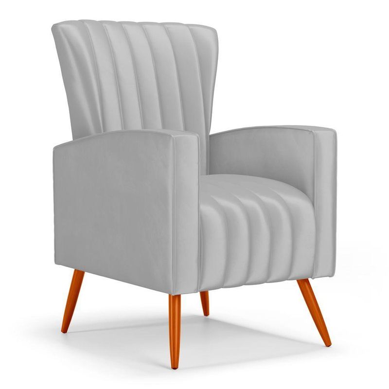 Kit 2 Poltronas Decorativas Melody Poltrona de Descanso Veludo Cinza Claro Abmaza