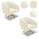 Kit 2 Poltronas Decorativas Stella Giratória Veludo Cotelê Bege D'Rossi