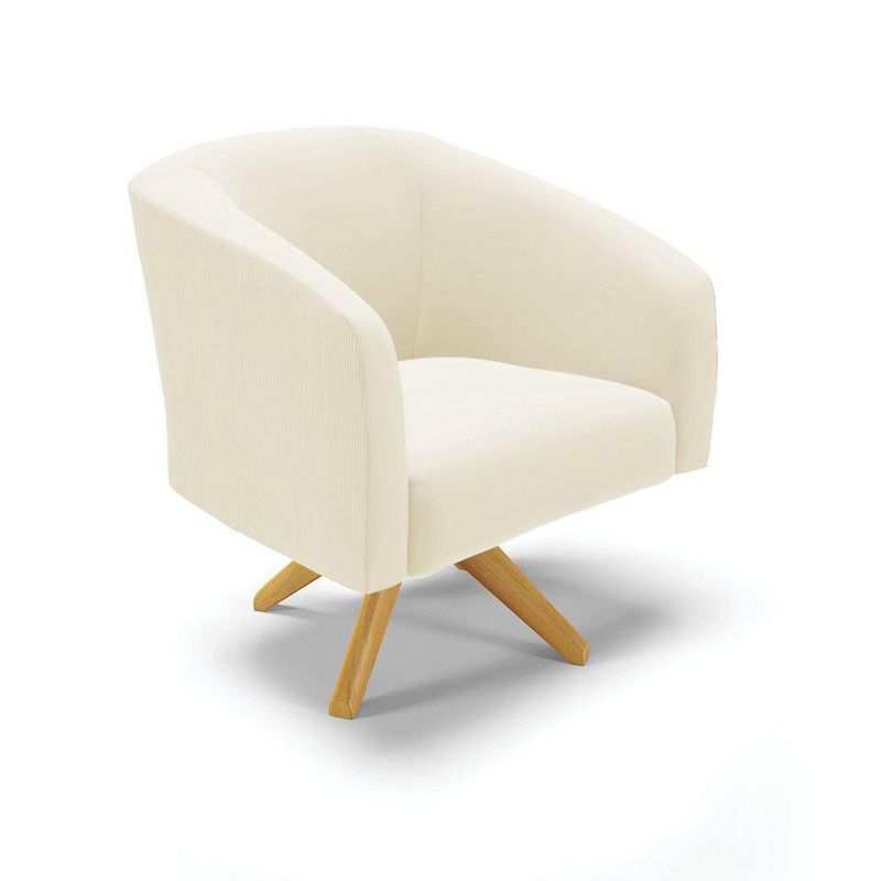 Kit 2 Poltronas Decorativas Stella Giratória Veludo Cotelê Bege D'Rossi