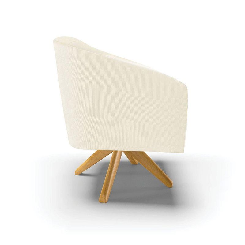 Kit 2 Poltronas Decorativas Stella Giratória Veludo Cotelê Bege D'Rossi