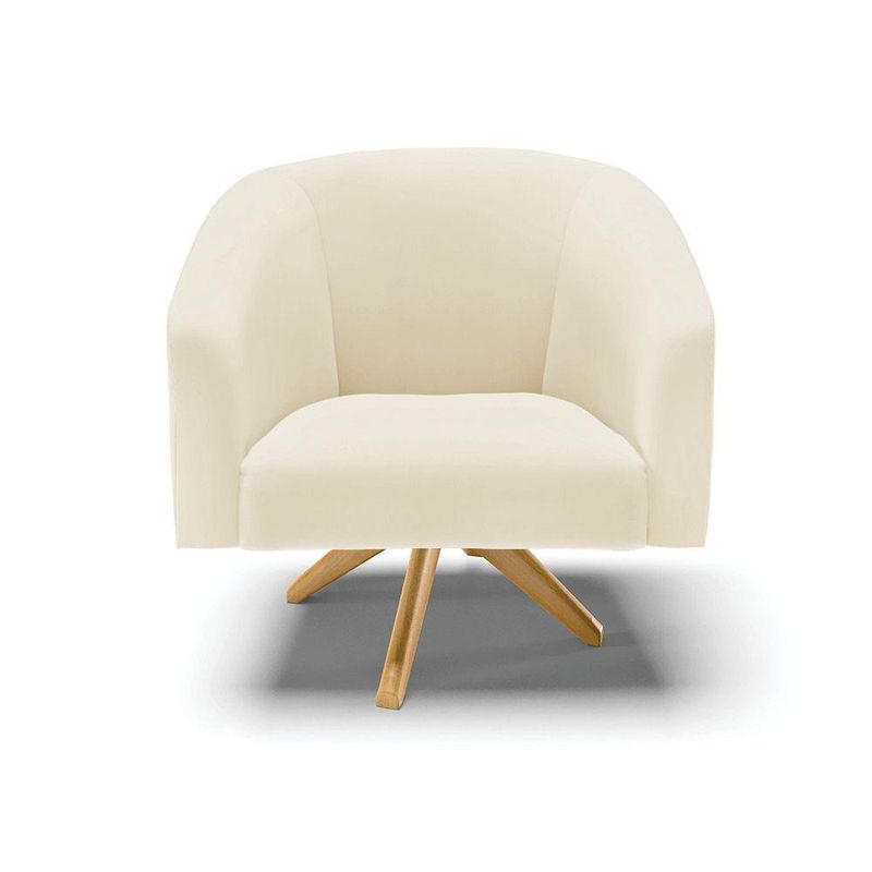 Kit 2 Poltronas Decorativas Stella Giratória Veludo Cotelê Bege D'Rossi