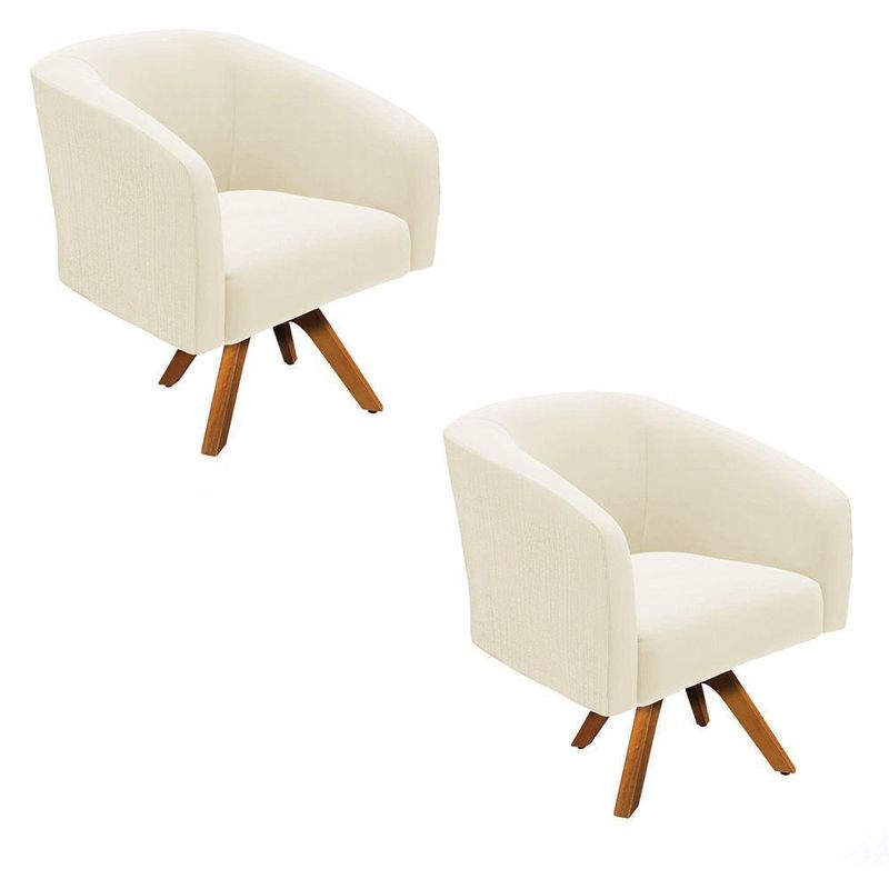 Kit 2 Poltronas Decorativas Stella Giratória Veludo Cotelê Verde D'Rossi