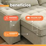 Sofá Retrátil E Reclinável 3 Lugares 2,10m Sole Bege