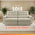 Sofá Retrátil E Reclinável 3 Lugares 2,10m Sole Bege