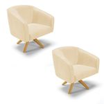 Kit 2 Poltronas Decorativas Stella Giratória Couro Sintético Bege D'Rossi