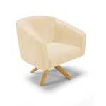 Kit 2 Poltronas Decorativas Stella Giratória Couro Sintético Bege D'Rossi