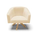 Kit 2 Poltronas Decorativas Stella Giratória Couro Sintético Bege D'Rossi