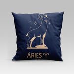 Capa De Almofada Estampada Signos Do Zodíaco Em Veludo Suede 45cm X 45cm - Decoração Astrologia Horóscopo Cor áries