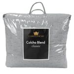 Kit Cobre Leito Colcha Queen Blend Percal 300 Fios Dupla Face Linho Mesclado Com Fronhas 03 Peças Cor Cinza