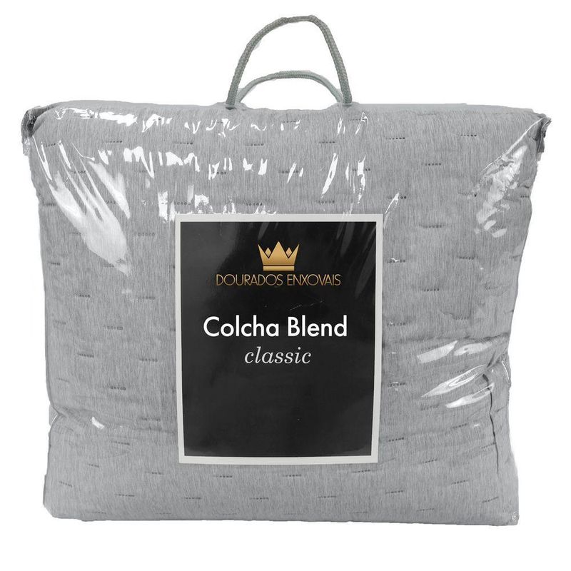 Kit Cobre Leito Colcha Queen Blend Percal 300 Fios Dupla Face Linho Mesclado Com Fronhas 03 Peças Cor Cinza