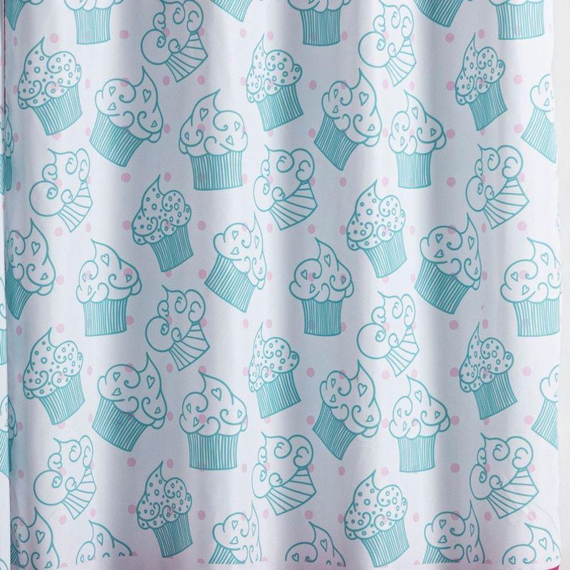 Cortina 2 Metros Para Quarto Estampada Infantil Cake Donuts Pink/tiffany 2,00m X 1,50m Para Varão Simples