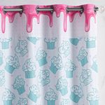 Cortina 2 Metros Para Quarto Estampada Infantil Cake Donuts Pink/tiffany 2,00m X 1,50m Para Varão Simples