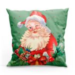 Kit Com 4 Capas De Almofadas Estampadas Natalinas 45cm X 45cm - Decorativas Festas Ceia Fim De Ano Cor Noel Verde