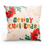 Kit Com 4 Capas De Almofadas Estampadas Natalinas 45cm X 45cm - Decorativas Festas Ceia Fim De Ano Cor Noel Verde