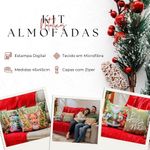 Kit Com 4 Capas De Almofadas Estampadas Natalinas 45cm X 45cm - Decorativas Festas Ceia Fim De Ano Cor Feliz Natal Verde