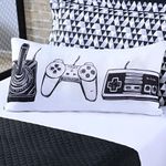 Capa De Almofada Estampada Avulsa Game Retrô Branco/preto Retangular 60cm X 30cm Com Zíper