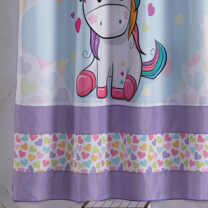 Cortina 2 Metros Para Quarto Estampada Infantil Donuts Unicórnio Lilás/rosa 2,00m X 1,50m Para Varão Simples