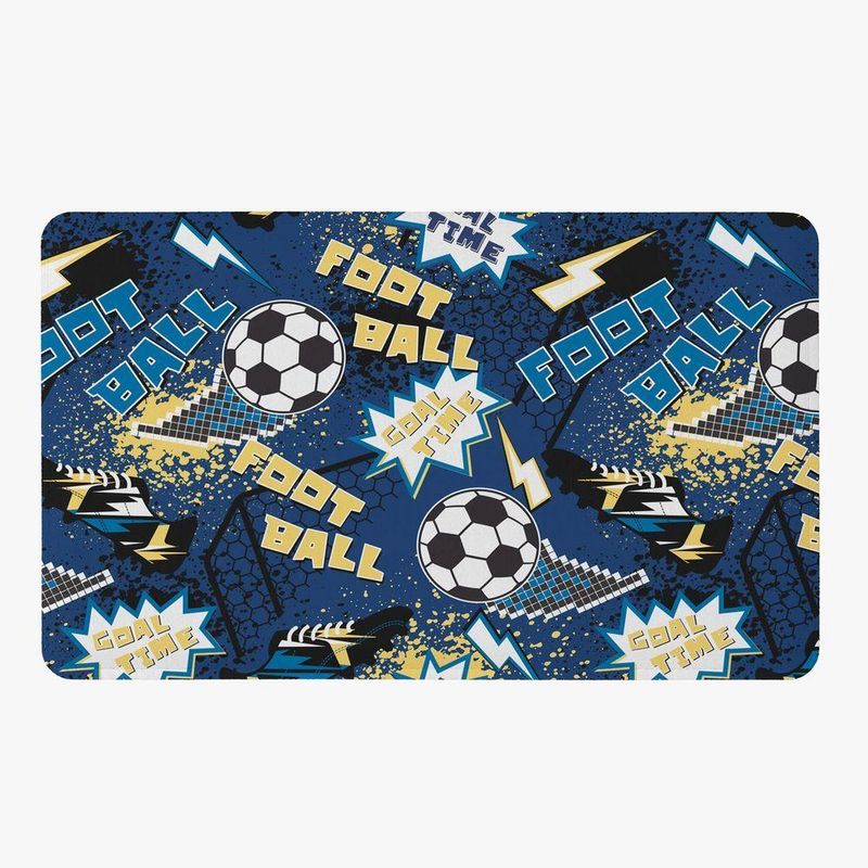 Tapete Para Quarto Infantil Estampado Futebol Goal 60cm X 40cm - Base Antiderrapante Cor Goal1