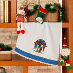 Pano De Copa Avulso Bordado Felpudo Presépio Natalino - Decoração Natal Guardanapo De Prato 100% Algodão Alvejado