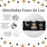 Kit Trio De Almofadas Cheias Fases Da Lua Estampadas Em Veludo Suede 45cm X 45cm Enchimento Em Refil Silicone Cor Preto
